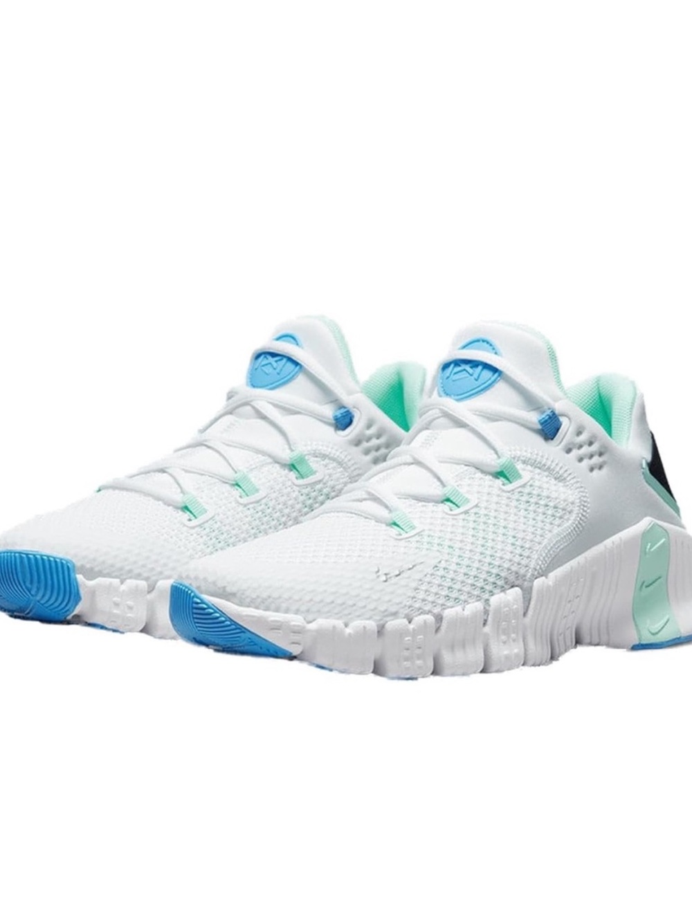 Nike White Athletic Sneakers with Mint and Sky Blue Accents